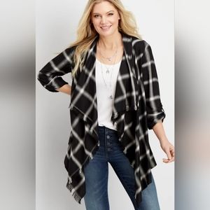Maurices plaid open front tab sleeve kimono XXL